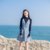2018秋装韩版女装修身长袖系带背心针织两件套连衣裙套装裙裙子(黑色)(XS)第2张高清大图