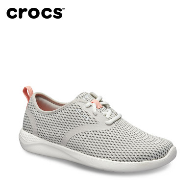 Crocs女鞋 秋季LiteRide酷网运动鞋透气休闲鞋镂空系带鞋|205726(黑色/白色 35)