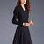 2021欧美时尚气质流行款长袖修身显瘦高雅黑色中长款连衣裙(黑色 S)第2张高清大图