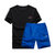 运动套装男式夏季休闲跑步健身短袖短裤 吸湿速干t恤五分裤运动服 LTZ01(黑色 XXXL)第3张高清大图