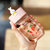 可爱水杯学生韩版男女耐热玻璃杯便携高颜值卡通透明随手杯子咖啡(小兔提环款粉色340ML)第2张高清大图