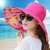 SUNTEK帽子女潮夏天大沿沙滩帽防晒防紫外线可折叠大檐帽海边太阳遮阳帽(M（56-58cm） 荧光 天蓝色)第5张高清大图
