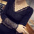 霓美舒 秋冬季女士紧身保暖上衣加绒单件美体蕾丝打底衫贴身保暖内衣外穿（蕾丝黑色8886）(黑色 XXL)第3张高清大图