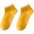 南极人袜子女五双装短袜浅口春夏薄款夏季蕾丝花边袜可爱日系船袜(黄色)第5张高清大图