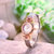 歌时娜（Kenzina）手表 女士手表防水 精钢镶钻小表盘小巧手镯手表 时尚英伦风女款手表(玫瑰金)第4张高清大图