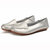 AICCO  春季新款牛皮豆豆鞋子舒适透气女鞋平底鞋夏季单鞋鞋子139-1(银色 40)第3张高清大图
