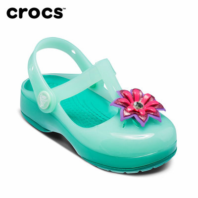 Crocs女童凉鞋伊莎贝拉夏季包头凉鞋软底果冻儿童宝宝鞋子|205044(C6 22.5码14.5cm 薄荷绿)