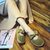 2017秋季新款英伦风小皮鞋复古擦色反绒皮系带平底女生单鞋包邮(军绿色 39)第4张高清大图