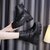 SUNTEK马丁靴女内增高10cm女鞋2020秋冬新款英伦风短靴厚底坡跟黑色皮靴(37 黑色【单里】)第3张高清大图