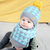 milky friends冬季宝宝针织毛线帽双拼色儿童保暖婴儿套头帽围巾(黑色（套装） 均码42至50cm)第5张高清大图