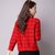 娇维安 春季女装短外套 韩版毛衣针织衫 圆领格子图案针织开衫 女(红色 均码)第3张高清大图