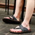 羊骑士  男鞋夏季潮韩版皮凉拖鞋休闲户外男士凉鞋 标准的皮鞋码数(FL-1753蓝色 44)第3张高清大图