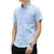 2021夏季男士韩版修身牛津纺短袖衬衫 新款男士青年休闲纯色衬衣(M 藏青色)第5张高清大图