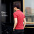 古莱登 夏季纯色翻领体恤衫男士韩版修身潮POLO衫男短袖T恤(红色 3XL)第2张高清大图
