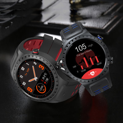 【关珊】GPS运动手表 多运动模式 指南针海拔 户外运动 新品智能手表圆盘触屏天气提醒手表 心率监测 计步 睡眠监控(黑红)