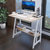 【京好】电脑桌台式家用现代简约环保钢木办公桌简易书桌 简易写字台J137(古橡木（80*50） 带主机托)第3张高清大图