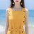2018夏季新款韩版修身显瘦口袋气质单排扣腰带背心连衣裙短裙裙子(黄色)(L)第5张高清大图