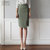 2018秋装新款韩版高腰半身裙气质包臀裙中长款开叉一步裙(绿色 XL)第3张高清大图