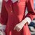 2018秋装新款女装修身显瘦时尚气质围巾领九分袖连衣裙短裙裙子(砖红色)(L)第5张高清大图