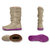 Crocs女靴子保暖 秋季卡骆驰阿瑞安娜反绒平底中筒时装靴|14685(卡其/亮紫 39)第2张高清大图