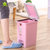 亿美方形卫生桶创意加厚型厨房客厅卫生间脚踏垃圾桶翻盖新款(米色 脚踏垃圾桶)第3张高清大图