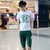 帛莱尼 2016夏新款男士短袖圆领T恤 男装青少年韩版休闲体恤套装B015(绿色 XL)第5张高清大图