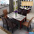 莫忘爱家新款简约现代小户型客厅饭桌创意实木大理石长方形橡木餐桌椅组合(一桌+4皮椅 1.4*0.8*0.75)第2张高清大图