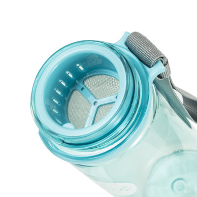 日本泰福高 便携带盖随手杯 创意学生水杯防漏随身塑料泡茶杯子350ML单只价(蓝色)