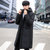 韩版羽绒服男士中长款连帽外套冬季纯色白鸭绒男装时尚潮流(黑色 4XL)第3张高清大图