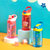 日本AKAW随手杯儿童夏季运动便携简约带吸管提手方便卡通可爱便携耐摔杯子(玫瑰红)第2张高清大图