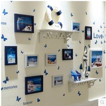 创简坊（CJIANFF） 儿童房装饰画男孩女孩地中海床头卧室挂画餐厅客厅背景墙组合壁画  适合1-3米墙面(11Q白蓝带钟表蝴蝶)(适合1-3米墙面)