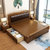 吉木多 橡胶木实木床1.8米现代中式软包床1.5米主卧双人床(1.5*2米海棠色 床+床头柜*1)第3张高清大图