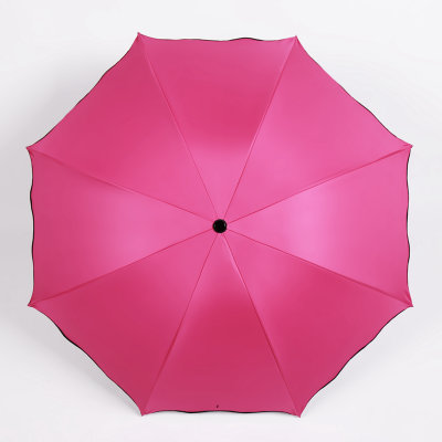 乾越遇水开花雨伞防晒黑胶防紫外线晴雨两用三折叠太阳伞女士遮阳伞(玫瑰红)