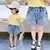 女童牛仔短裤夏装2021新款儿童小童时髦刺绣笑脸短裤外穿裤子韩版(蓝色 90)第3张高清大图
