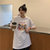 MISS LISA复古公主卡通印花纯棉宽松圆领闺蜜亲子装短袖T恤D6257(粉红色 M)第5张高清大图