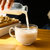 日式玻璃牛奶杯早餐杯创意大号燕麦片杯水果沙拉杯大肚杯带把水杯(牛奶杯+木柄勺子 默认版本)第5张高清大图