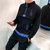 卡郎琪 男士新款运动服套装男春秋休闲套装卫衣跑步运动套装男立领卫衣卫裤两件套KXP-D106(黑  色 4XL)第4张高清大图