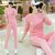 2021春秋运动套装女大码长袖休闲服韩版时尚卫衣两件套潮(粉色套装)第3张高清大图