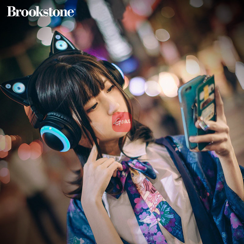 brookstone 猫耳机1s灯光随心变无线蓝牙耳麦