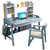 实木书桌书架组合一体简约笔记本电脑桌家用学生写字桌儿童学习桌(2002#书桌1.2米蓝白色+扶手椅)第5张高清大图