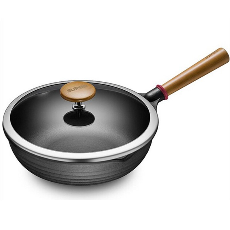 苏泊尔(supor)28cm炒锅不粘锅 pj28d2 铸铝无油烟平底锅煎炒锅电磁炉