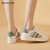 达芙妮小白鞋女夏季女鞋新款2021网面透气运动鞋百搭休闲板鞋(白绿 37)第5张高清大图