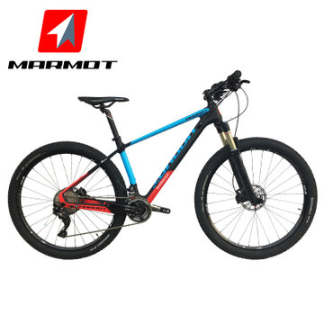 MARMOT土拨鼠自行车山地车男女式成人车22速碳纤维山地自行车(黑蓝红 27.5英寸)