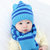婴儿帽子0秋冬3天小孩条纹毛线帽6-12个月宝宝帽子1-2岁儿童男女(灰色)第2张高清大图