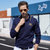 CINESSD 2020秋冬季新款轻商务纯棉男士POLO衫纯色长袖刺绣T恤男(蓝色 XL)第3张高清大图