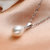 漂亮百合925银天然淡水珍珠吊坠单颗水滴形珍珠坠子 简雅锁骨链(白色)第3张高清大图