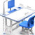 缘诺亿 跨境出口儿童学习桌书桌可升降小孩桌子多功能写字桌椅组合套装(T8蓝桌椅阅读架)第5张高清大图