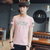 森雷司夏季男装T恤衫修身夏天衣服韩版潮流男士短袖T恤(粉色 XL)第2张高清大图