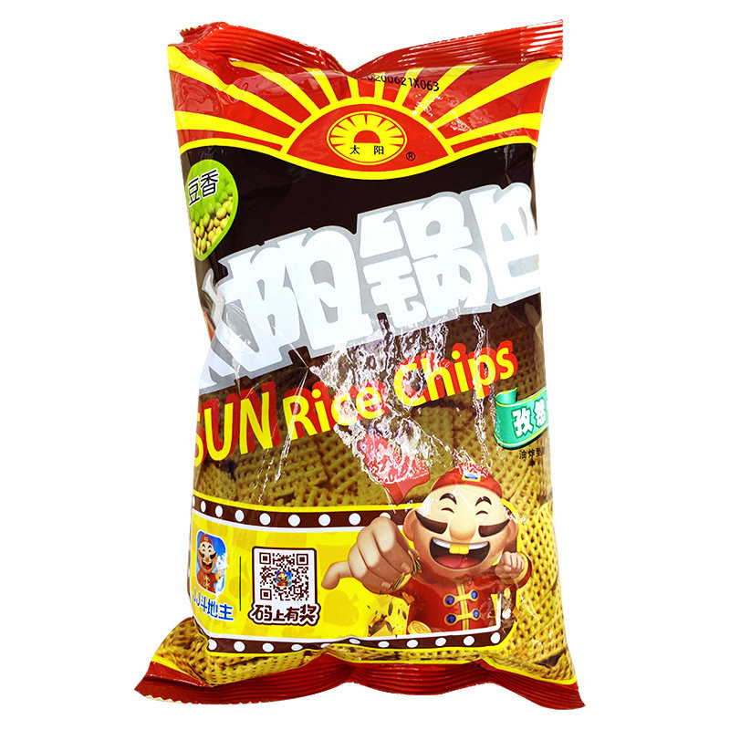 太阳豆香锅巴130g4袋孜然麻辣香辣五香牛肉多口味膨化休闲零食80后