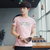 森雷司夏季男装T恤衫修身夏天衣服韩版潮流男士短袖T恤(粉色 XL)第4张高清大图